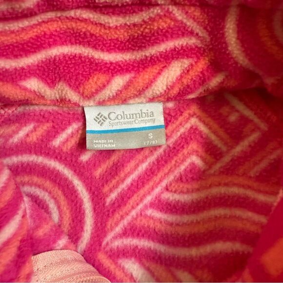 Small 7/8 Columbia Kids Pink Patterned Fleece Jacket - Picture 6 of 11